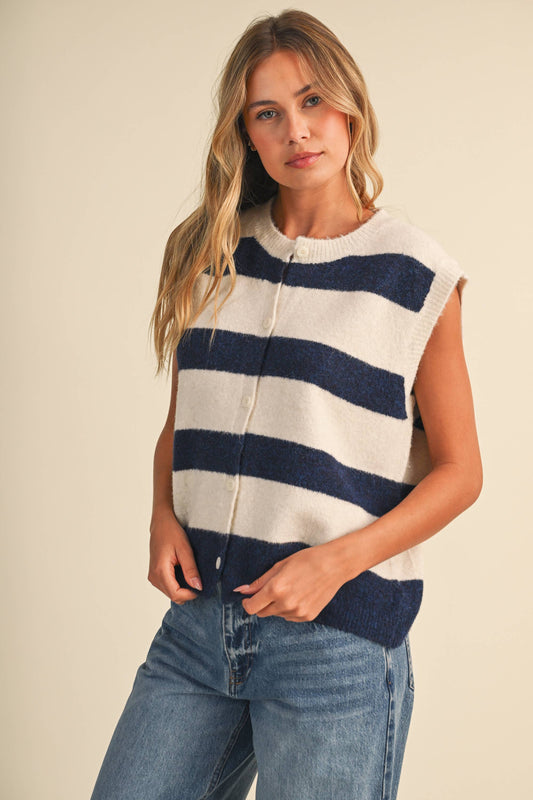 IJ1755  SLEEVELESS STRIPED SWEATER VEST
