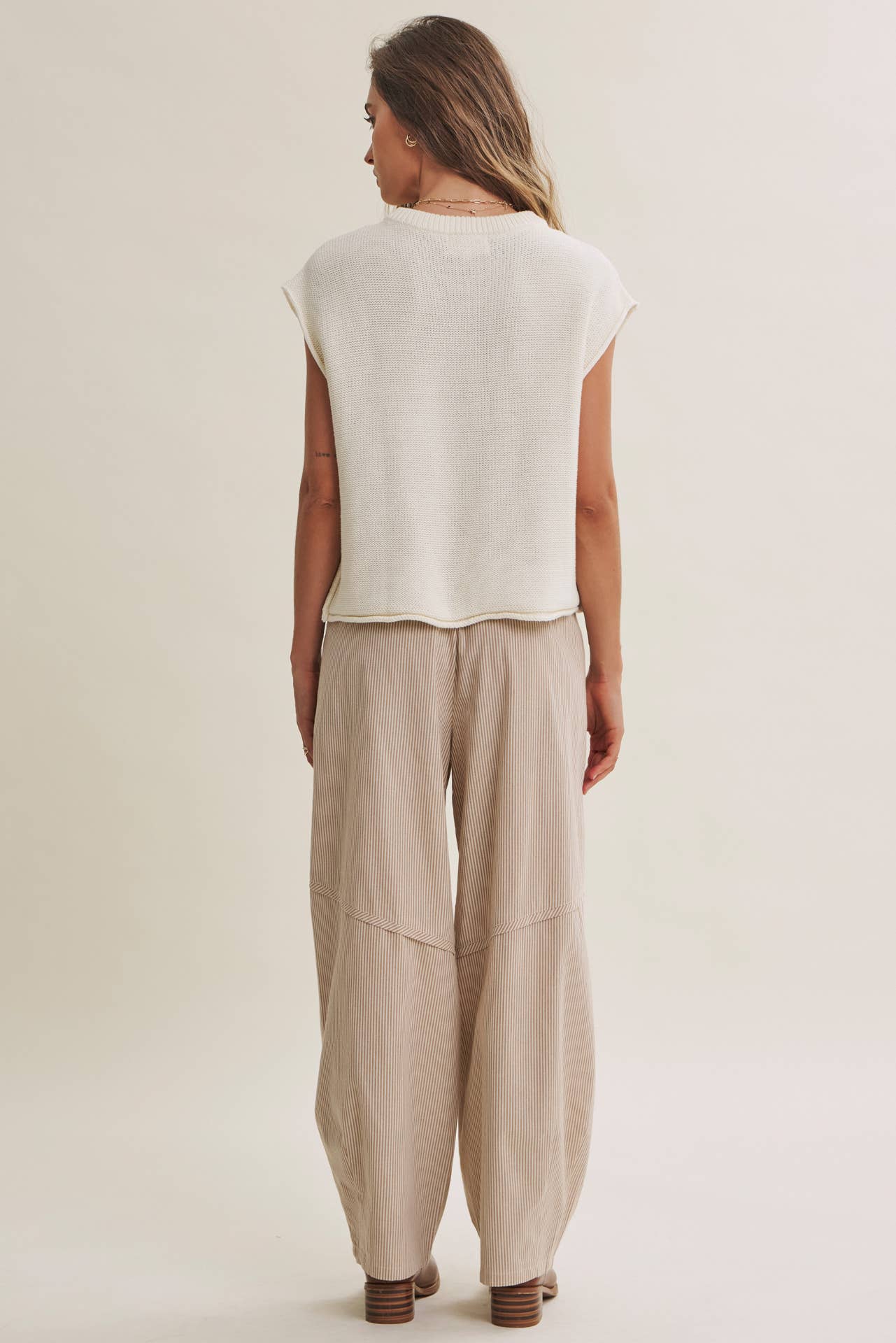 EVERYDAY EDIT RELAXED COTTON SWEATER VEST WITH EXPOSED SEAMS