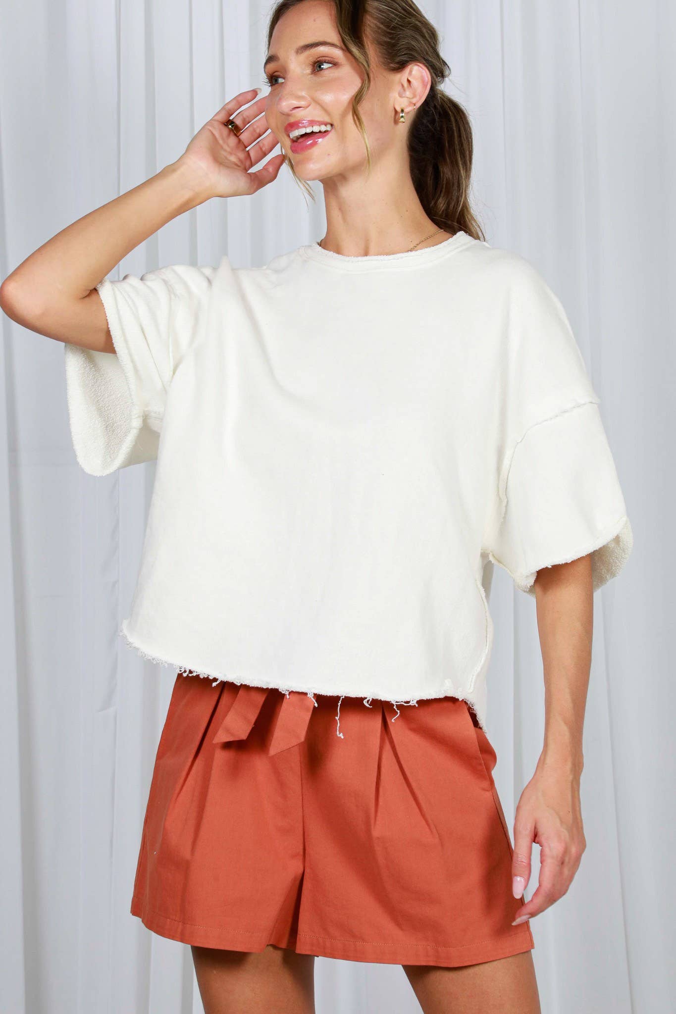 Vintage-Inspired Cut Edge Knit Top VT82311