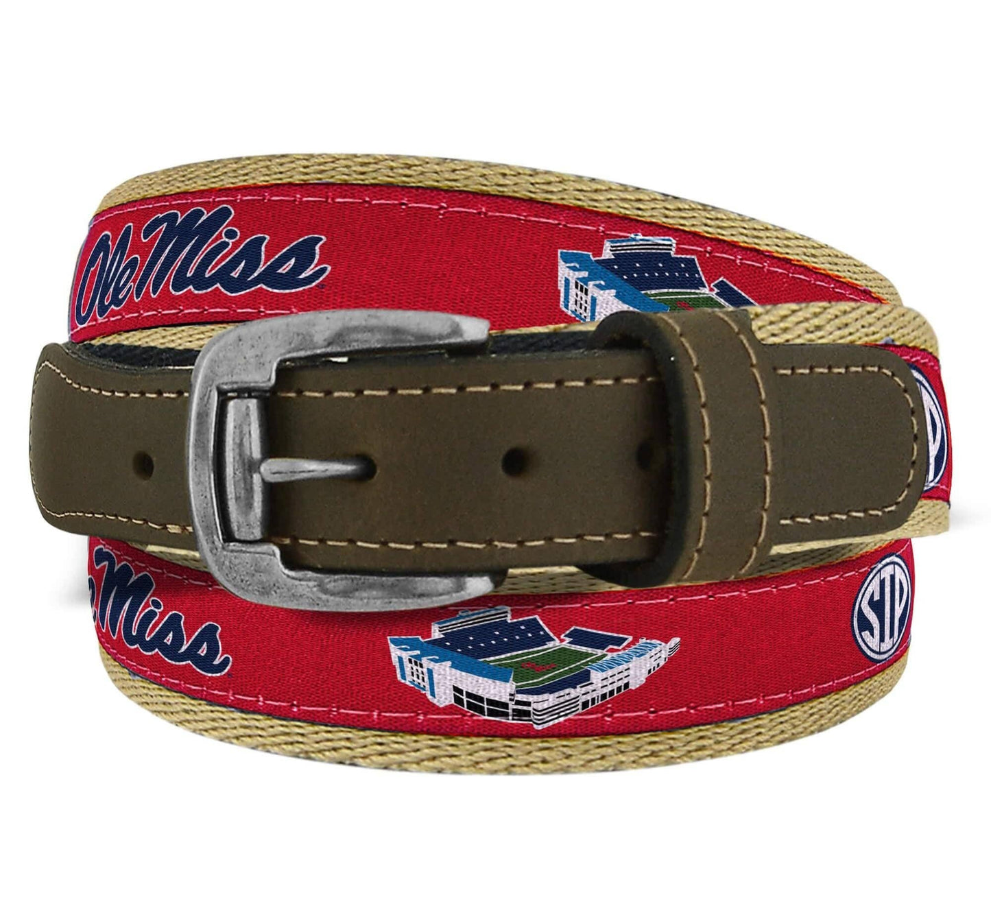 Ole Miss Rebels Men's Collegiate Stadium Collection Woven Ribbon Belt.