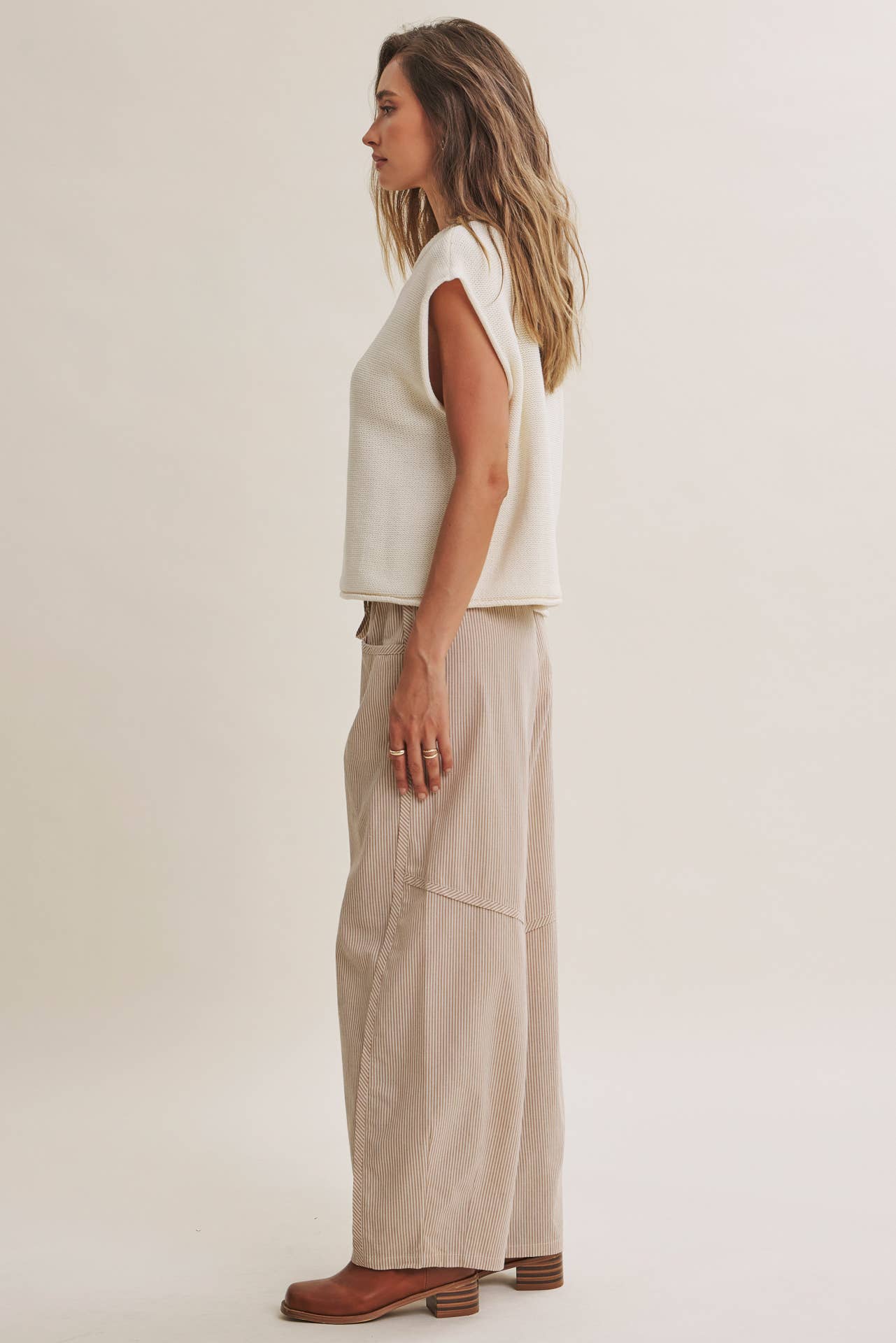 EVERYDAY EDIT RELAXED COTTON SWEATER VEST WITH EXPOSED SEAMS