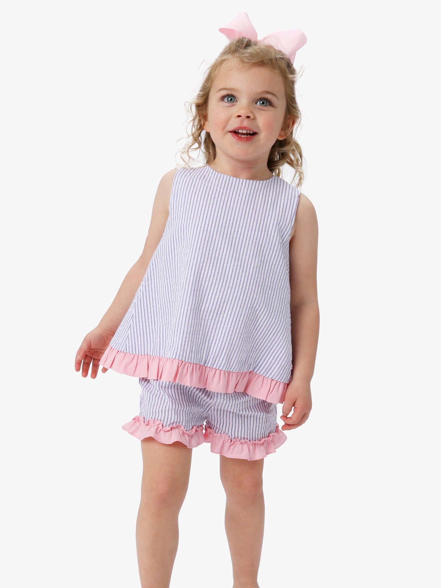 Toddler Girls Wisteria Purple Signature Seersucker Swing Top & Short Set