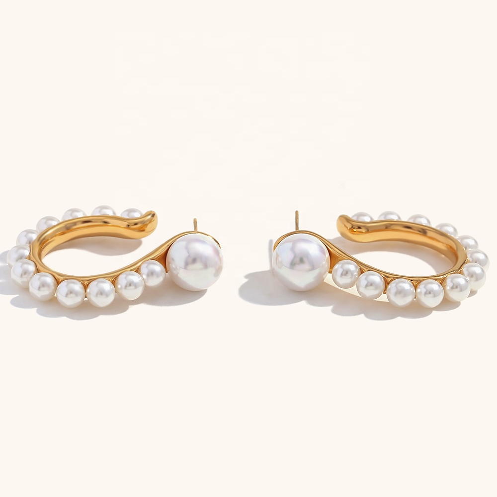 Cascade Pearl Hoop Earrings