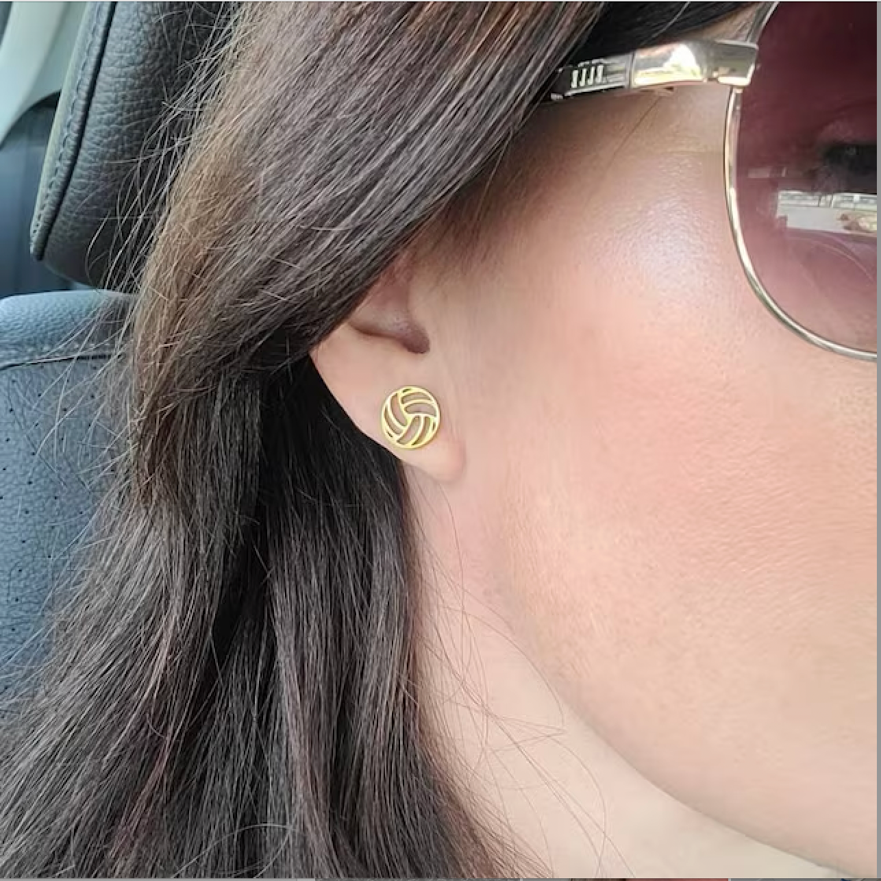 Volleyball Gold Stud Earrings Volleyball Gift Hypoallergenic