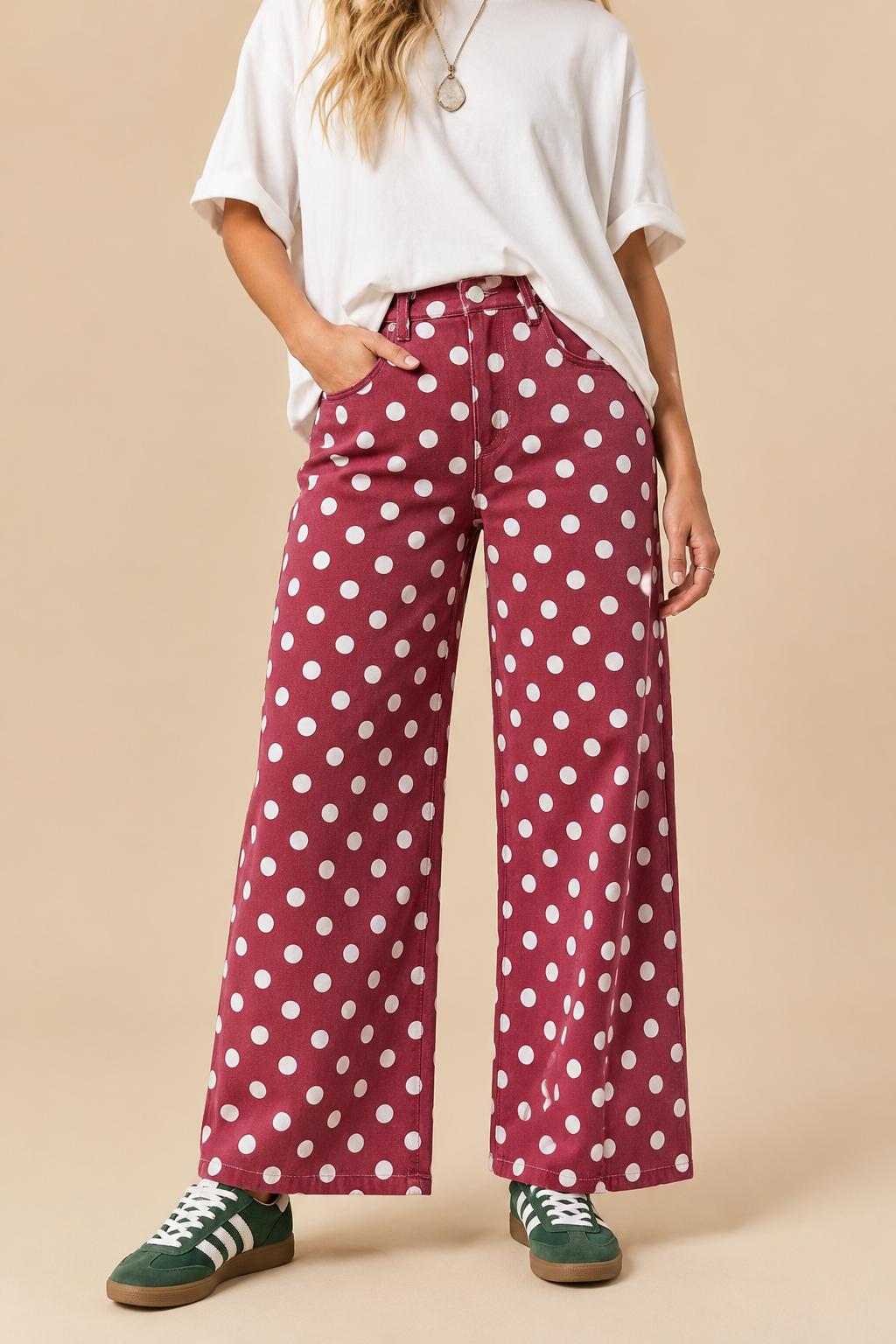 POLKDADOT DENIM RELAXED FIT JEANS