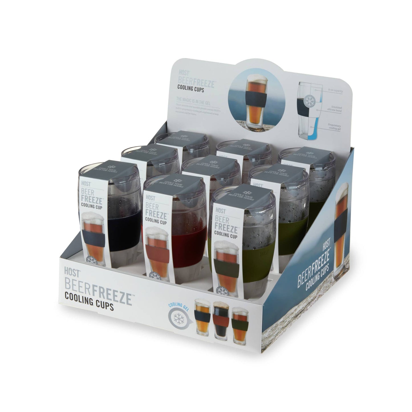 Beer FREEZE Cooling Cup in Collegiate Colors CDU 9ct