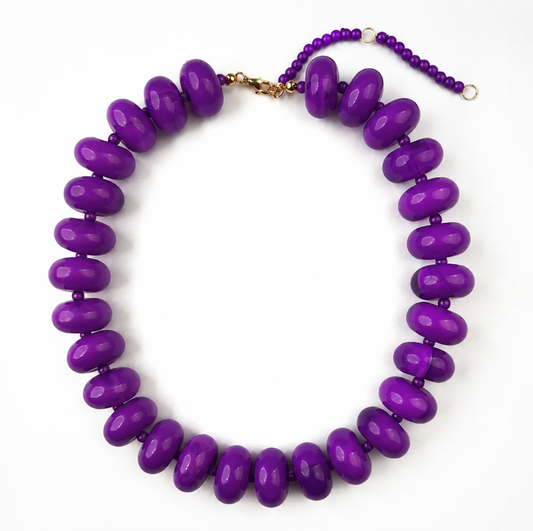 Polished Bead Statement Necklace | Purple
