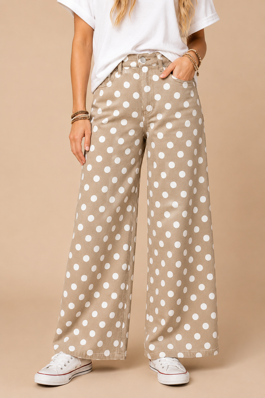 POLKDADOT DENIM RELAXED FIT JEANS