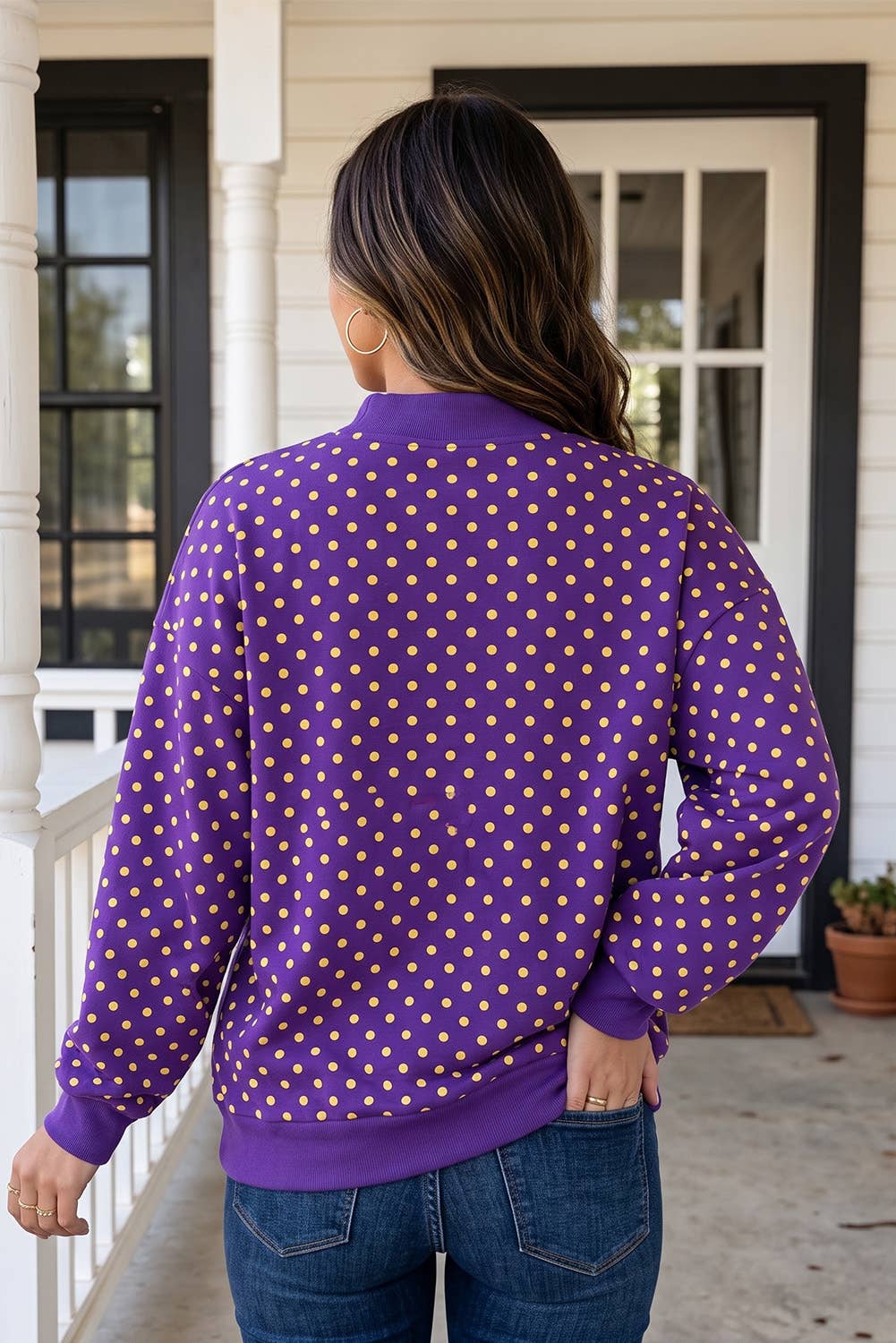 LAS Polka Dot Mock Neck Sweatshirt (S-4X)