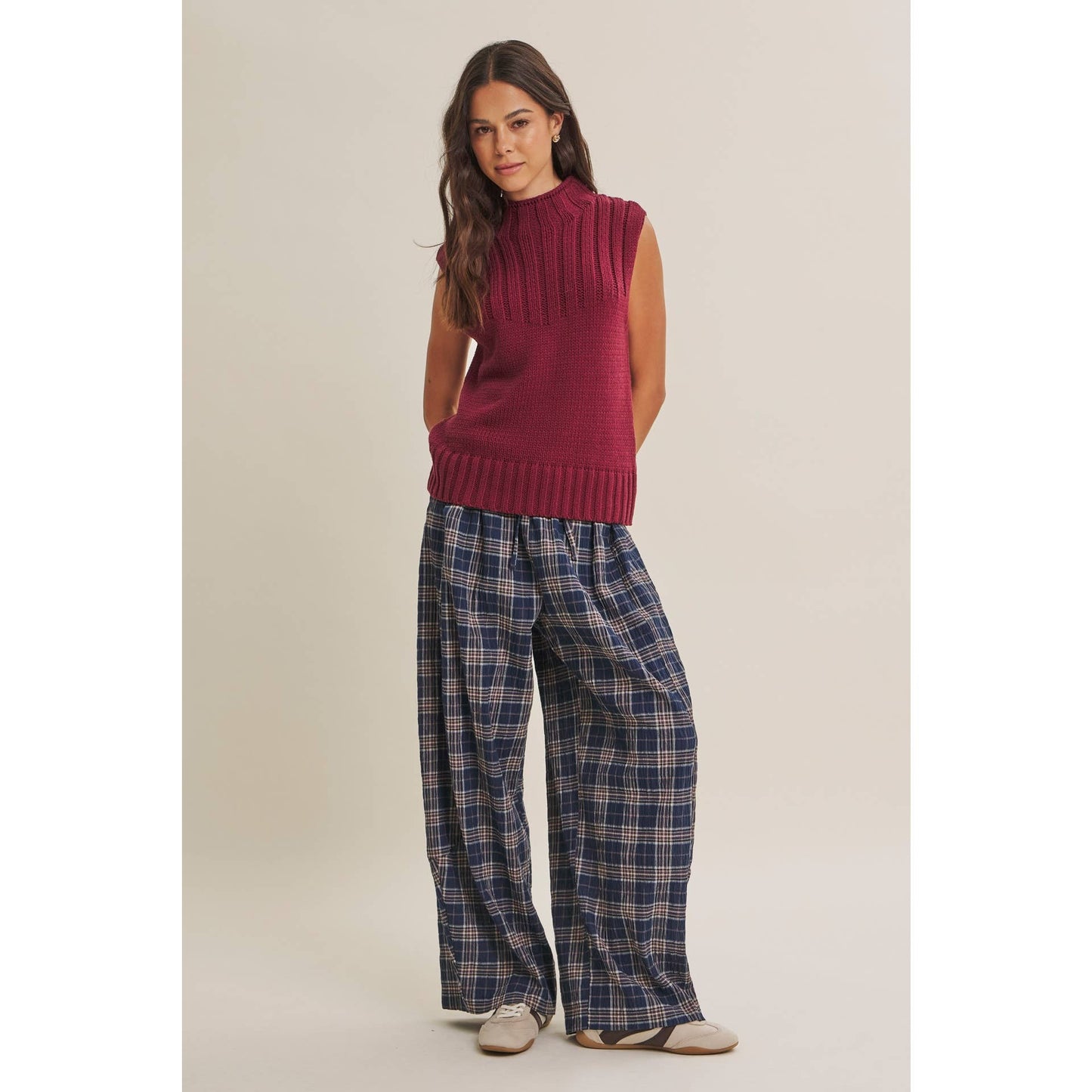 QUIET CABIN DAYS RIBBED MOCK NECK SWEATER TOP