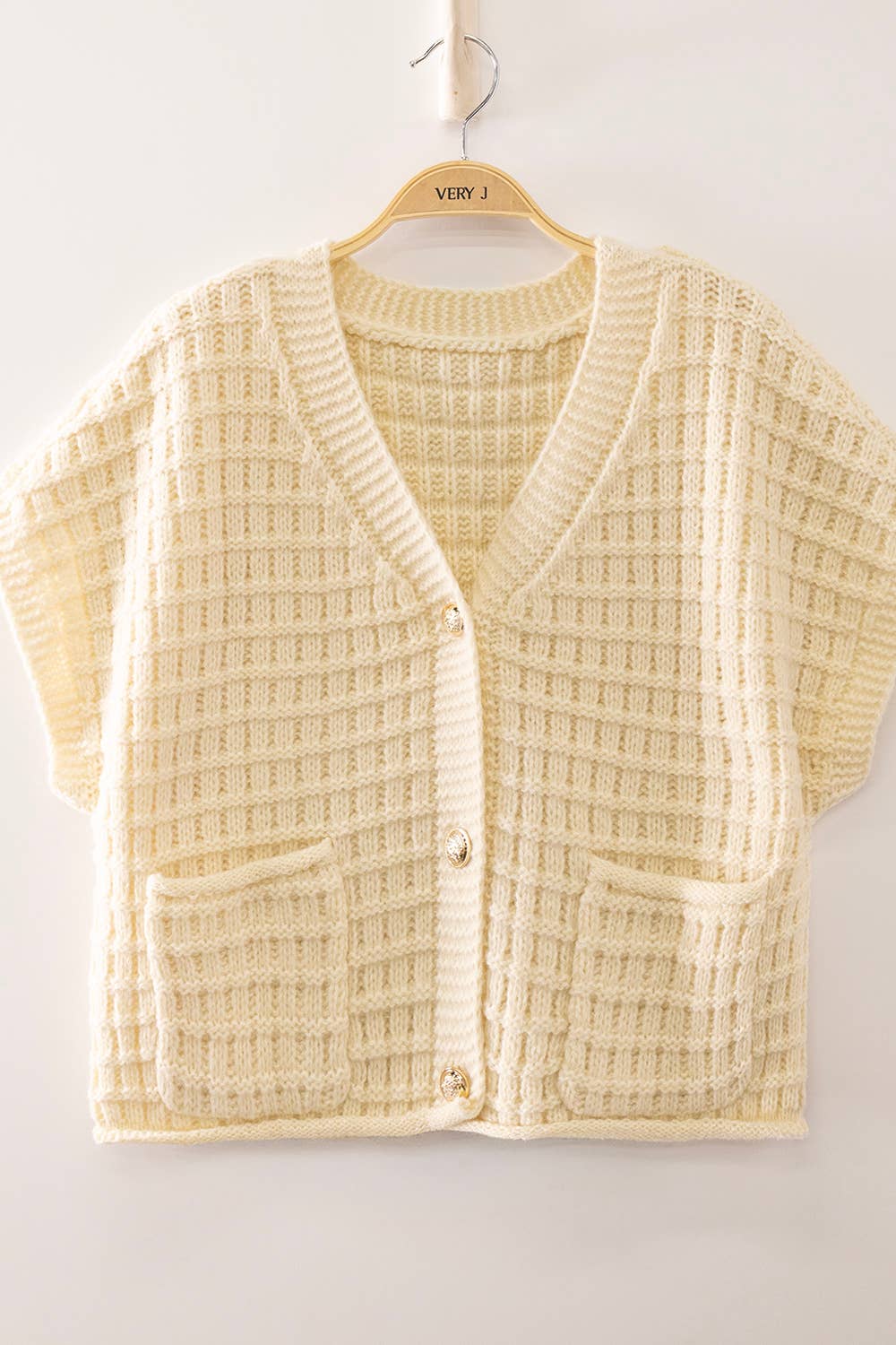 12W3719N-Waffle Texture Crop Cardigan