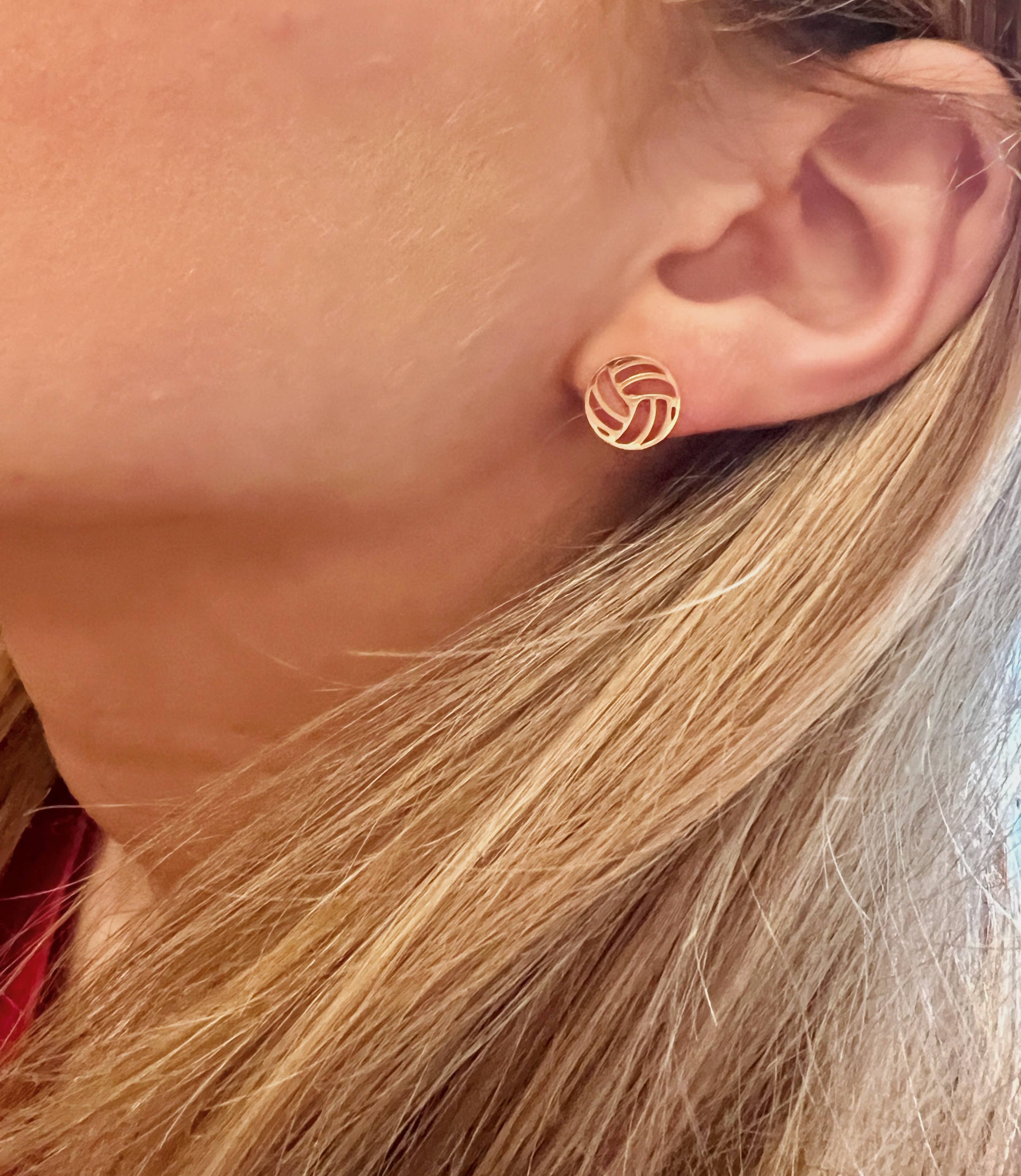 Volleyball Gold Stud Earrings Volleyball Gift Hypoallergenic