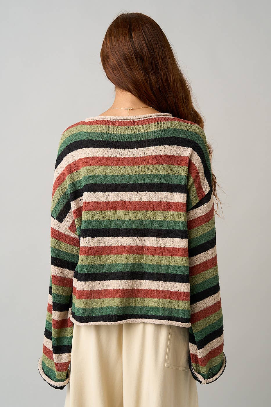 MULTICOLOR STRIPED SWEATER KNIT TOP