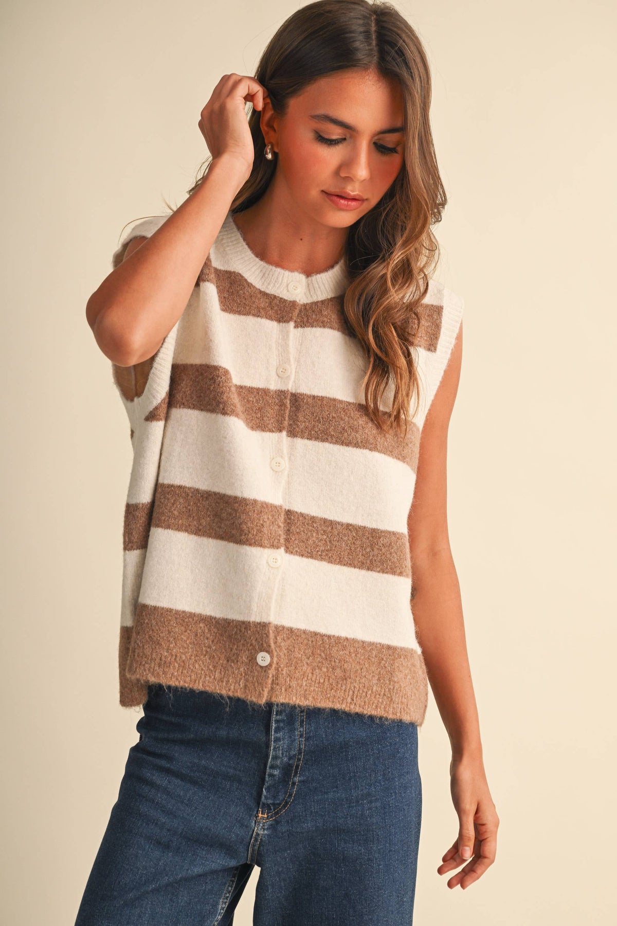 IJ1755  SLEEVELESS STRIPED SWEATER VEST