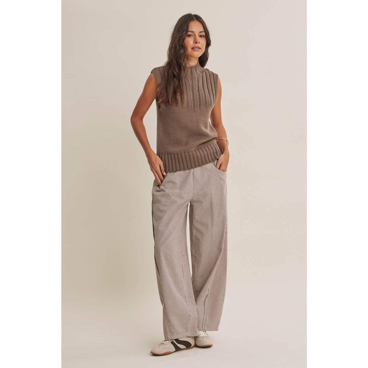 QUIET CABIN DAYS RIBBED MOCK NECK SWEATER TOP