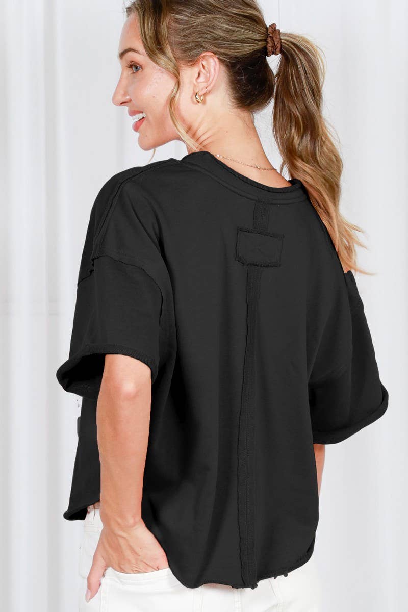 Vintage-Inspired Cut Edge Knit Top VT82311