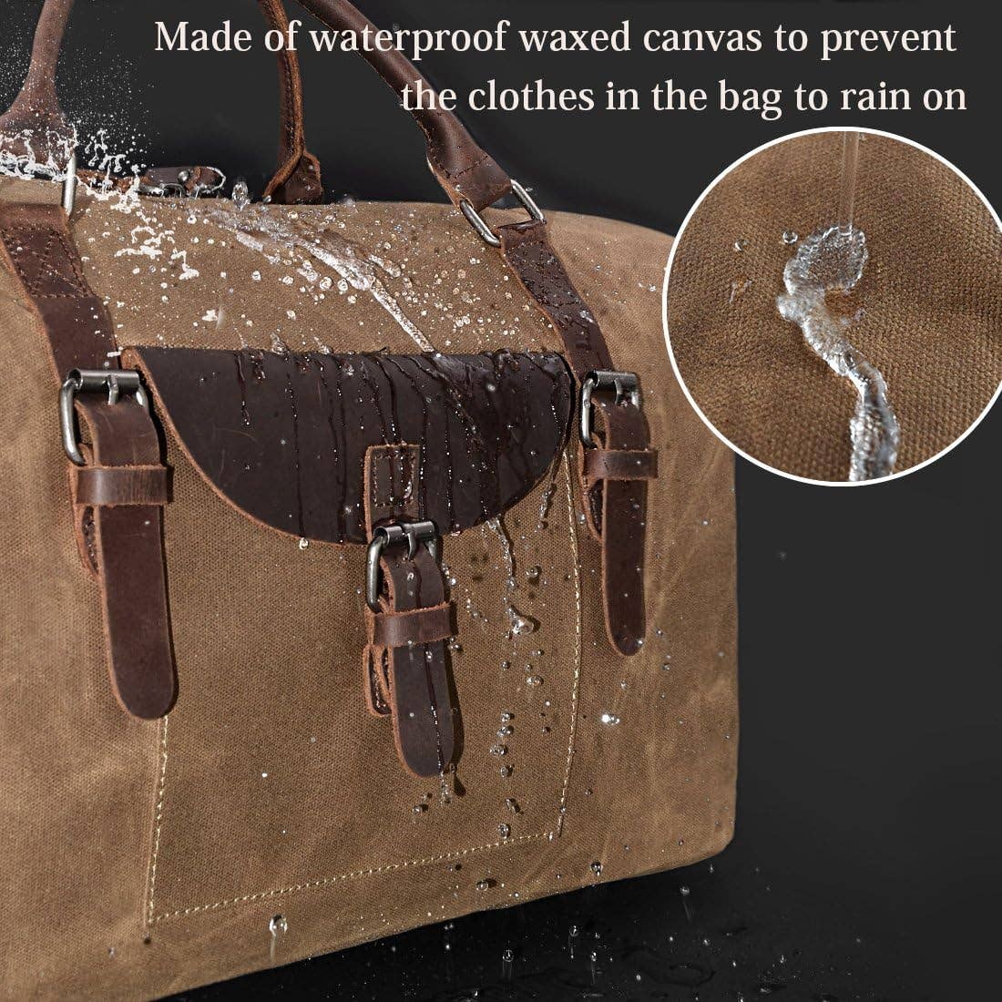 22" Oversized Handmade Leather Canvas Leather Duffel Bag