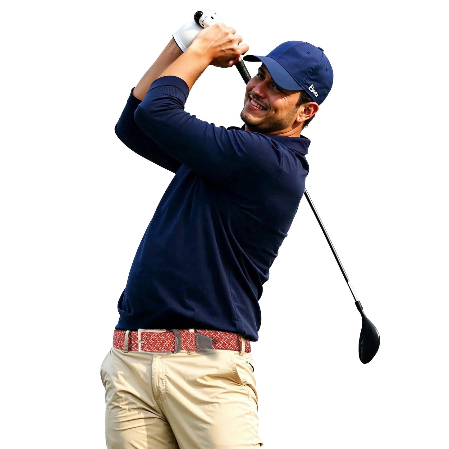 Braided Collegiate Golf Crimson and White Stretch Belt.