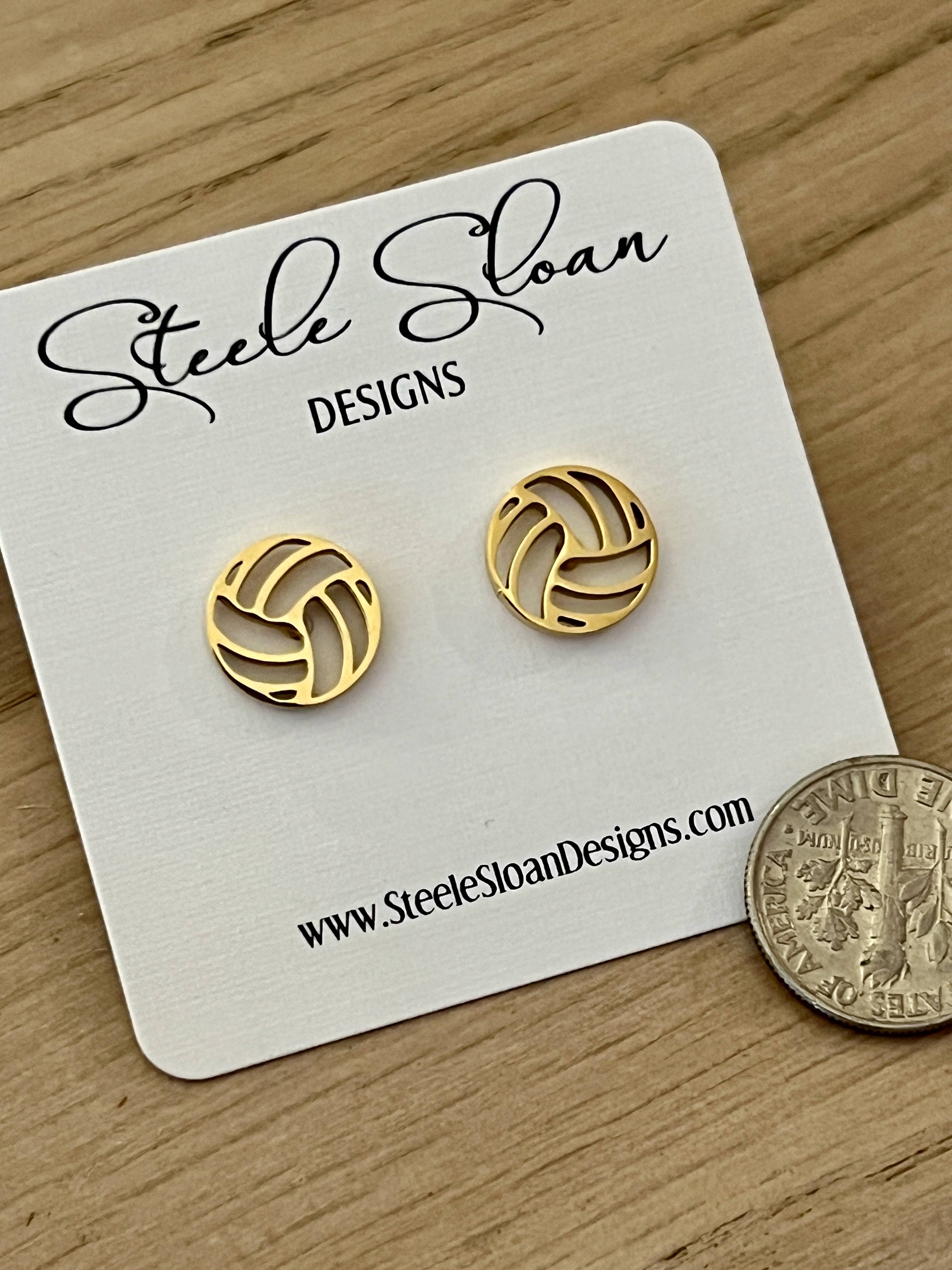 Volleyball Gold Stud Earrings Volleyball Gift Hypoallergenic
