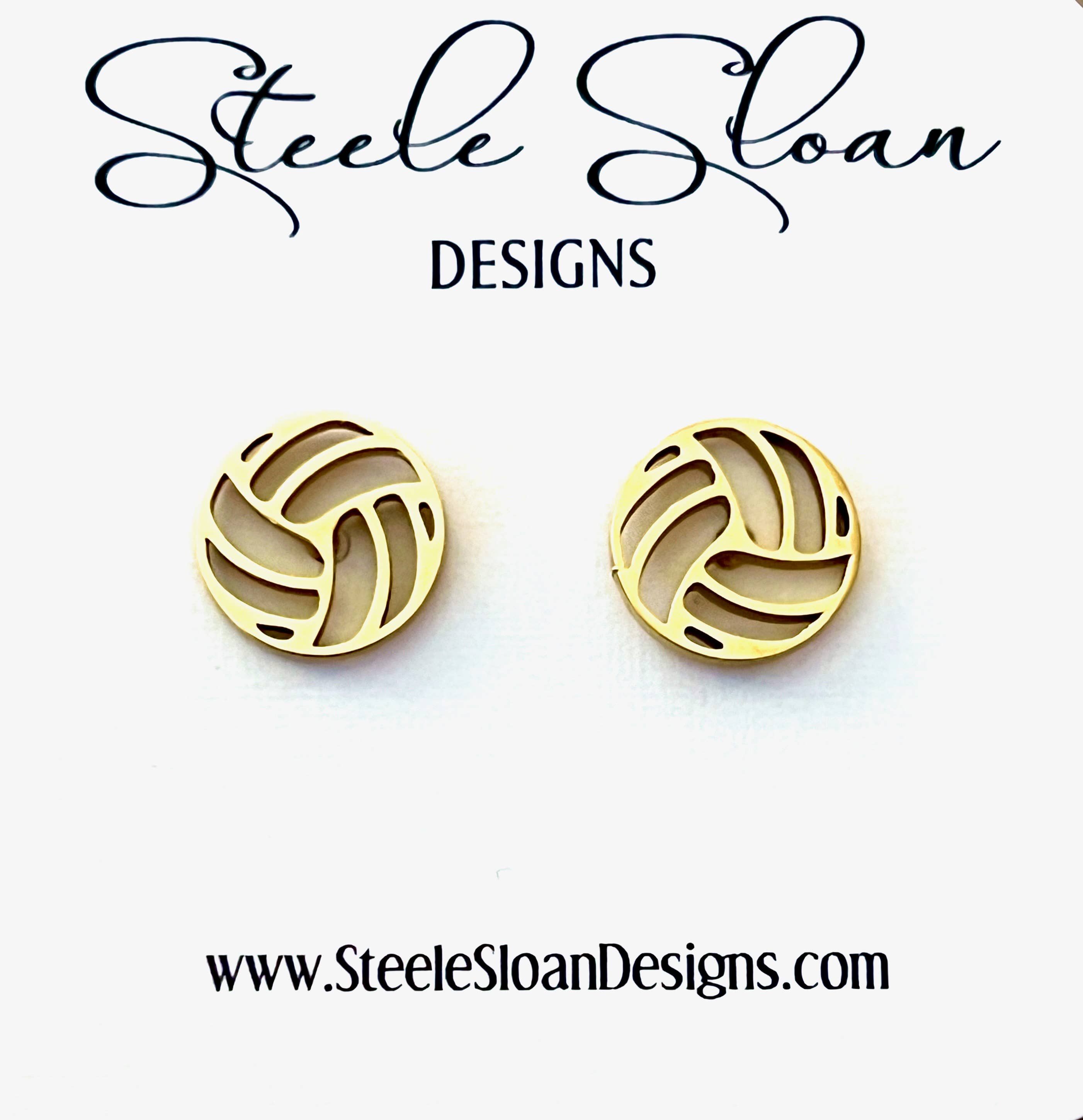 Volleyball Gold Stud Earrings Volleyball Gift Hypoallergenic