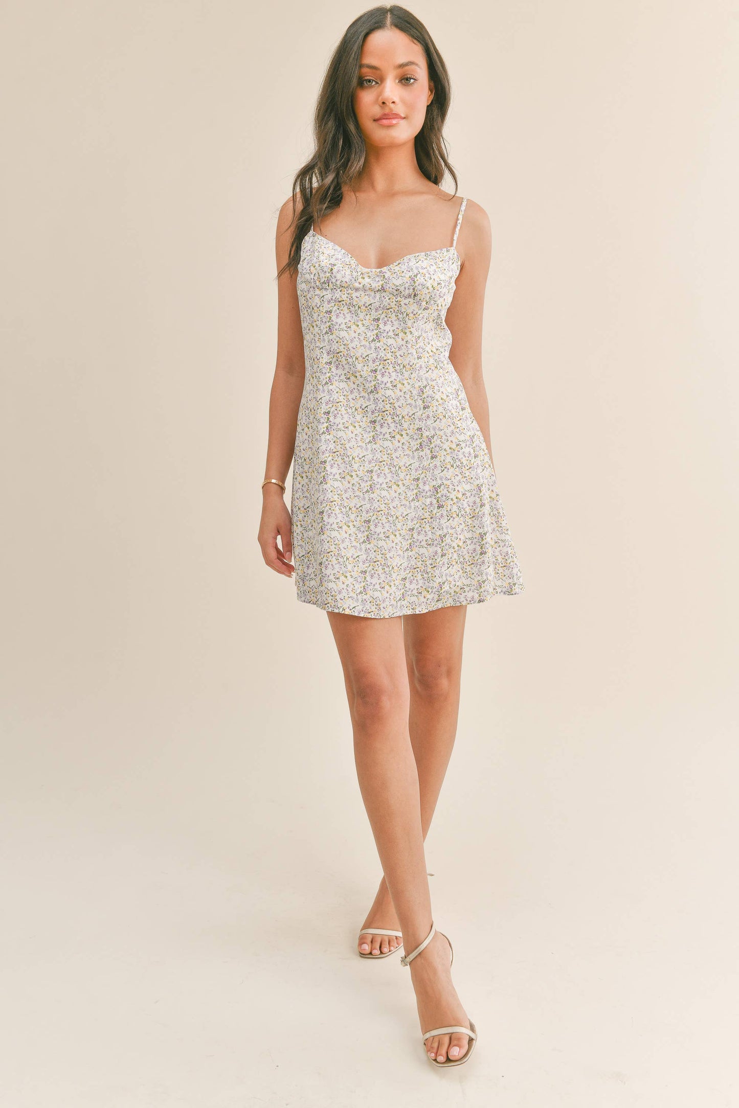 ID6087 SPAGHETTI STRAP FLORAL PRINT MINI DRESS