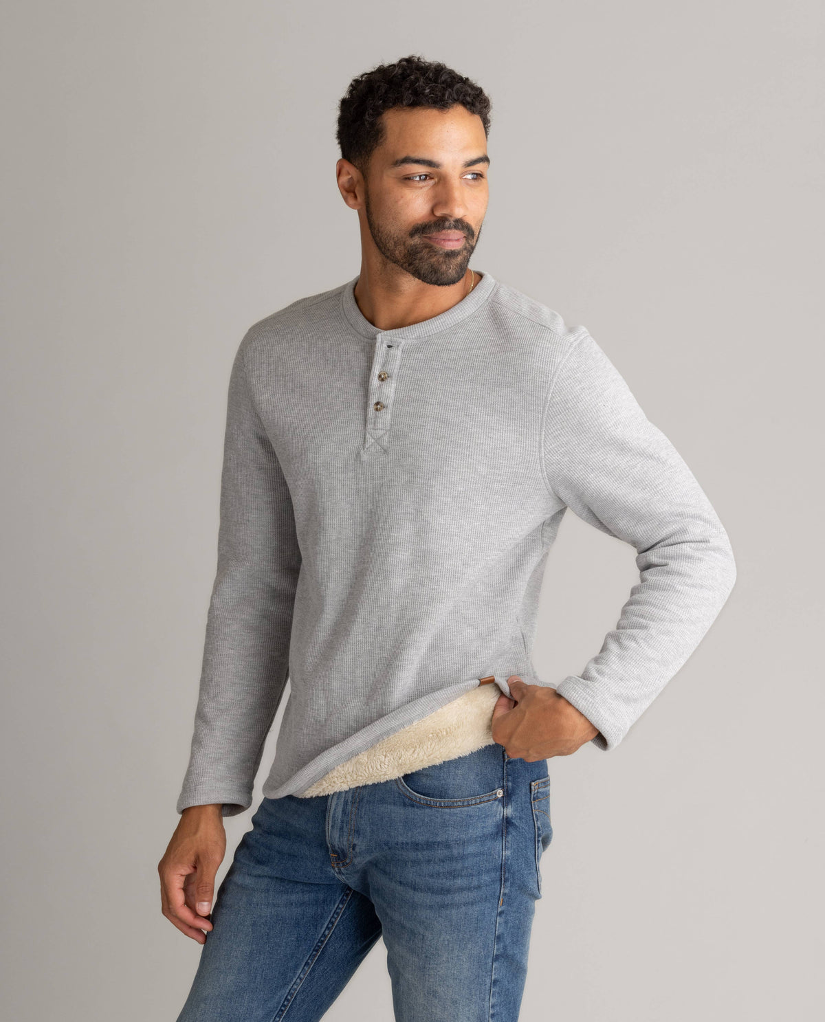 Men's Fireside Sherpa Lined Waffle Henley