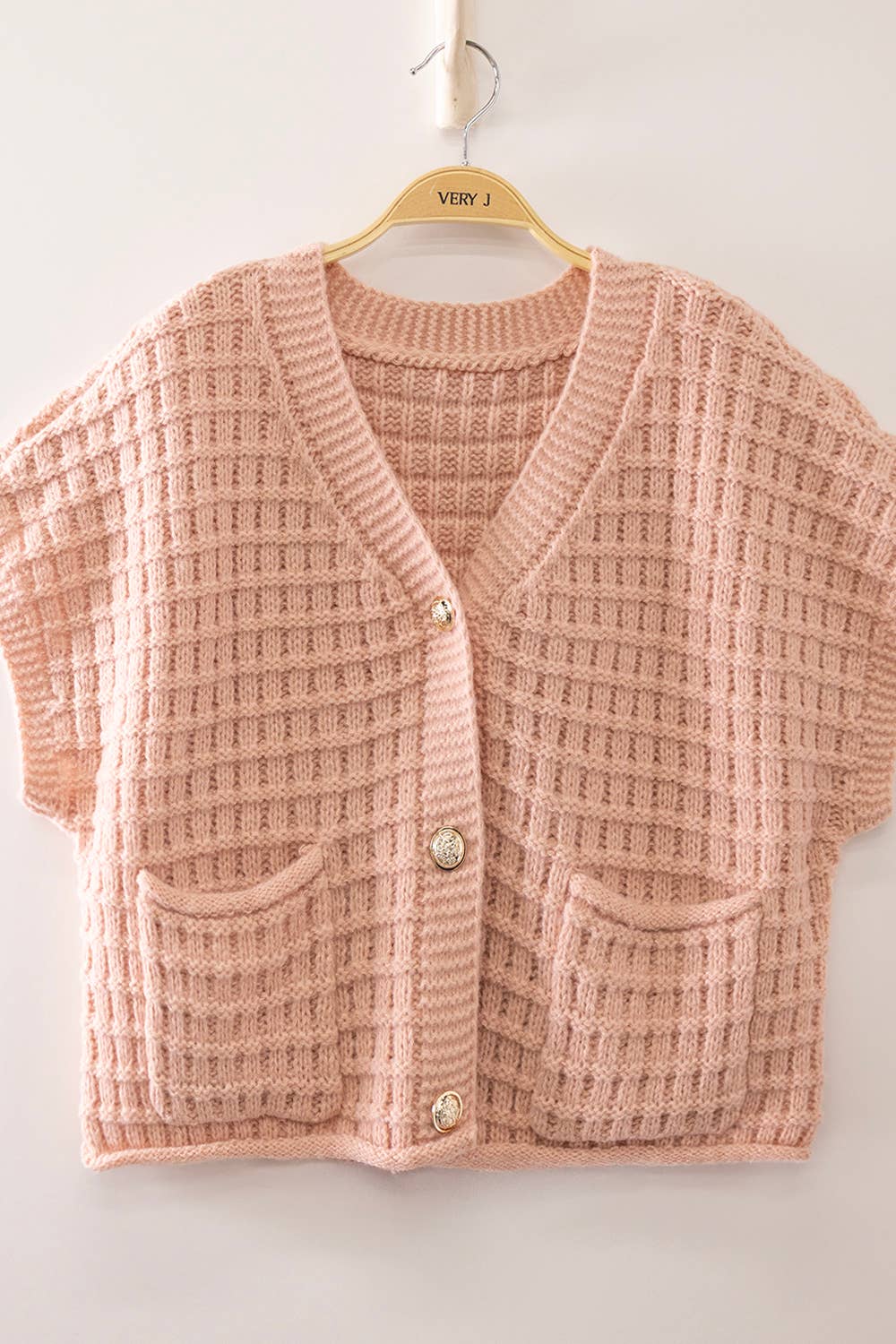 12W3719N-Waffle Texture Crop Cardigan