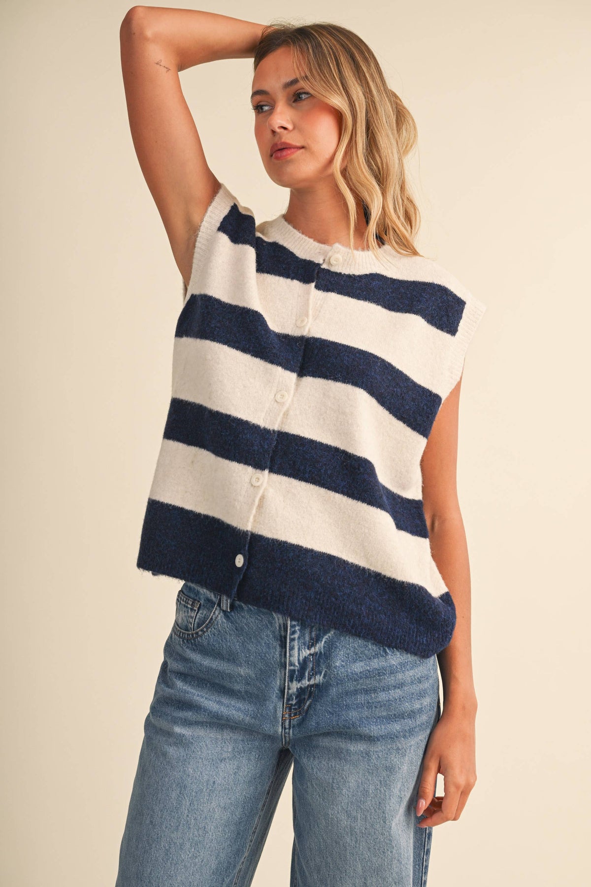 IJ1755  SLEEVELESS STRIPED SWEATER VEST
