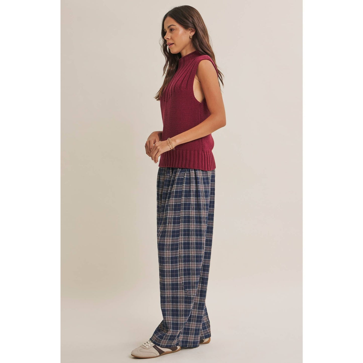 QUIET CABIN DAYS RIBBED MOCK NECK SWEATER TOP