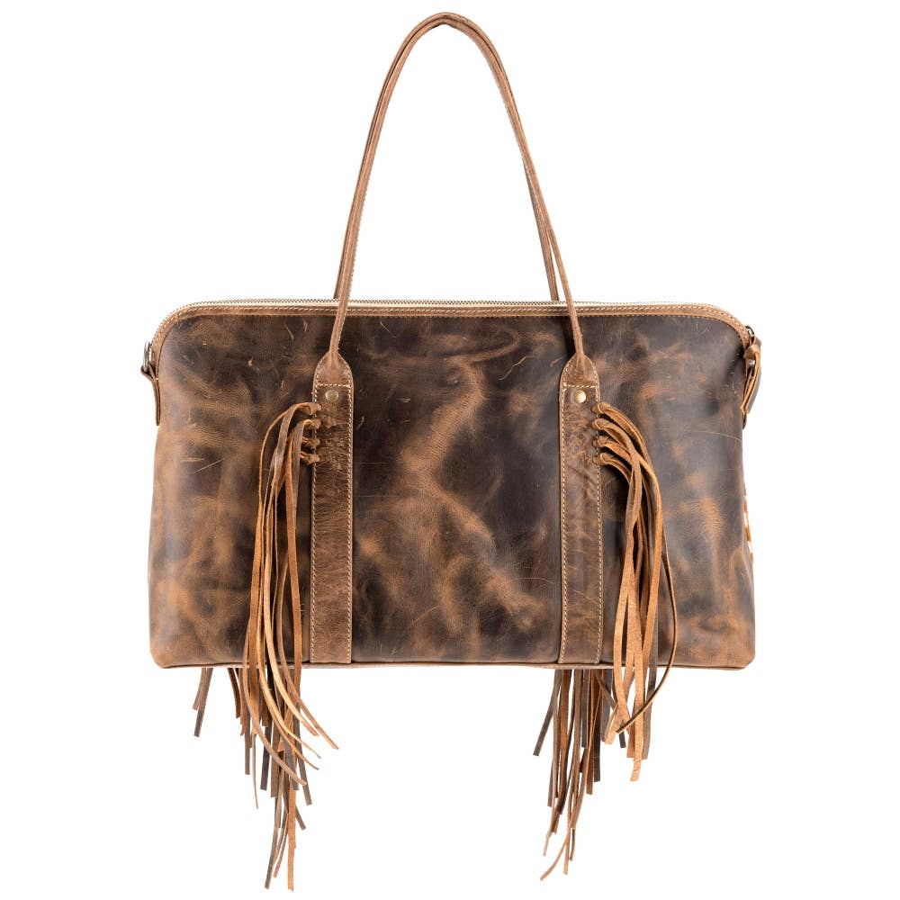 Full Grain Leather & Cowhide Weekender - Women's