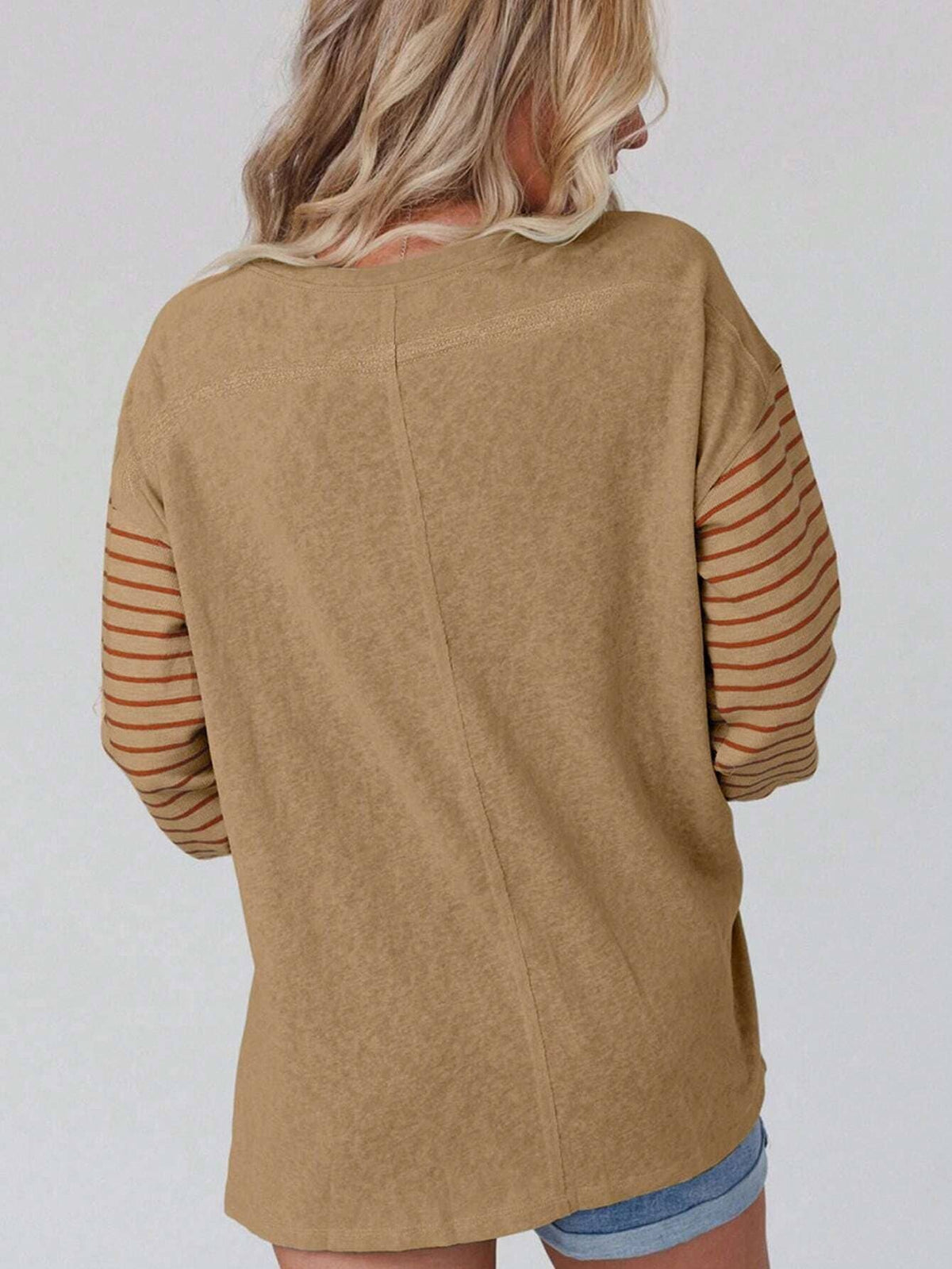 Multicolor Clashing Stripe Bishop Sleeve Top
