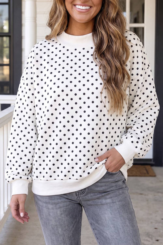 LAS Polka Dot Mock Neck Sweatshirt (S-4X)