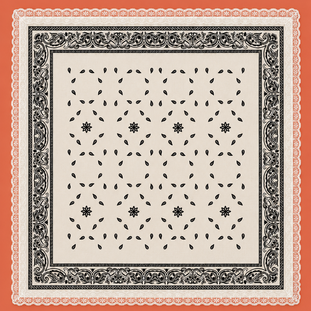 Animal & Paisley Print Lace-Trimmed Square Scarf | 40SC764