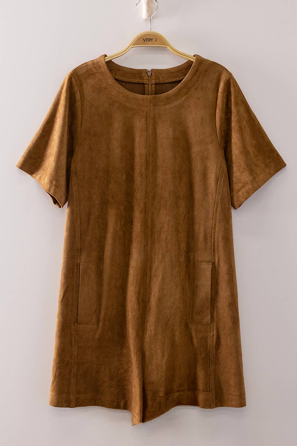 NP71107-Suede Short Sleeve Romper