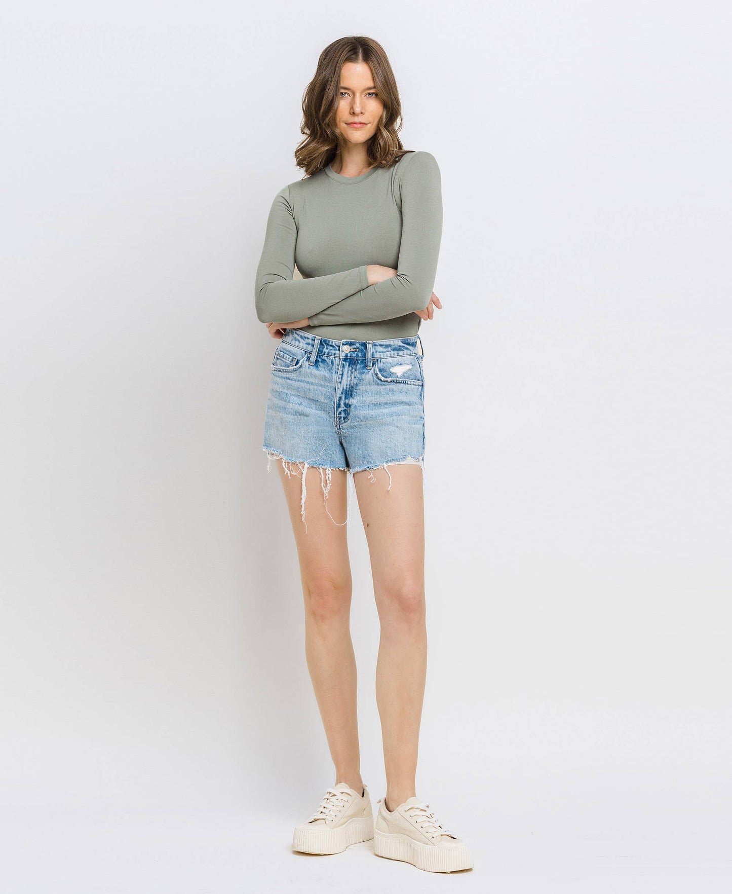 High Rise Denim Shorts