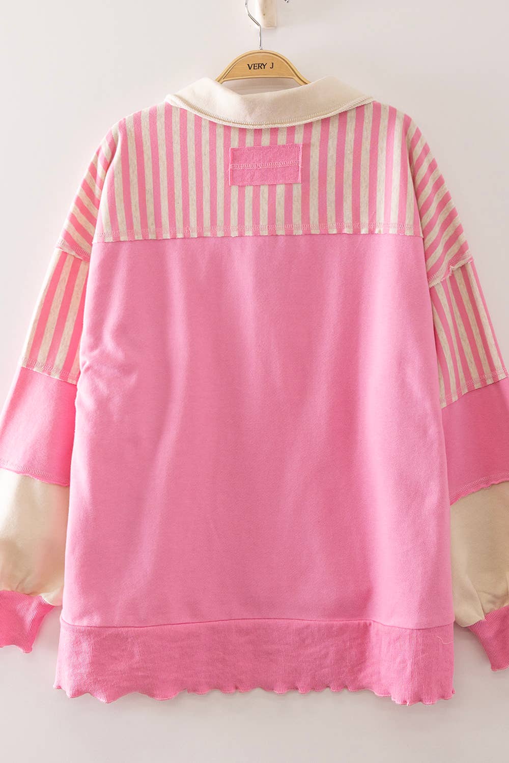 NT12811X-PLUS SIZE Vintage Stripe Rugby Sweatshirt