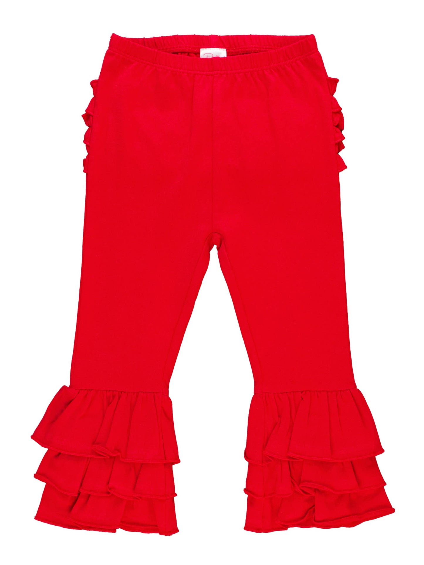 Toddler Girls Red Ruffle Flare Pants with Signature Rear Ruffles