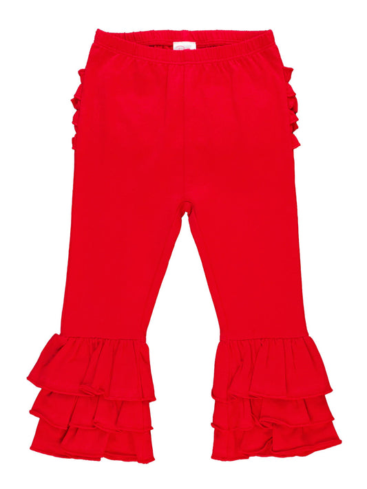 Toddler Girls Red Ruffle Flare Pants with Signature Rear Ruffles