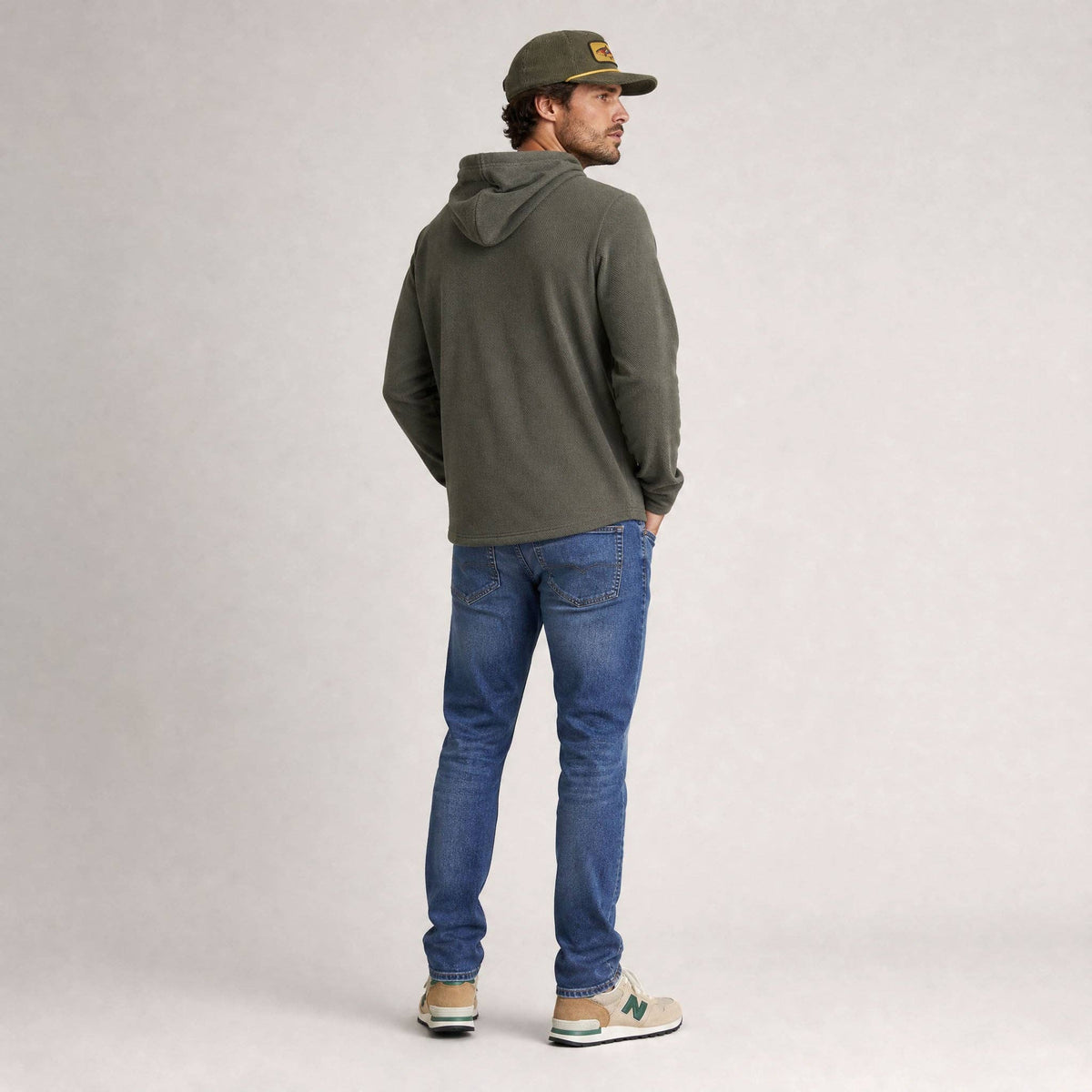 Men's Lichen Stretch Flannel Hooded Henley