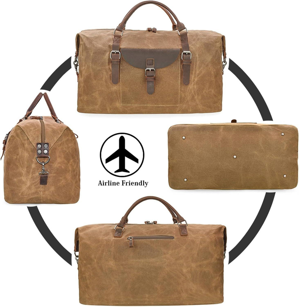 22" Oversized Handmade Leather Canvas Leather Duffel Bag