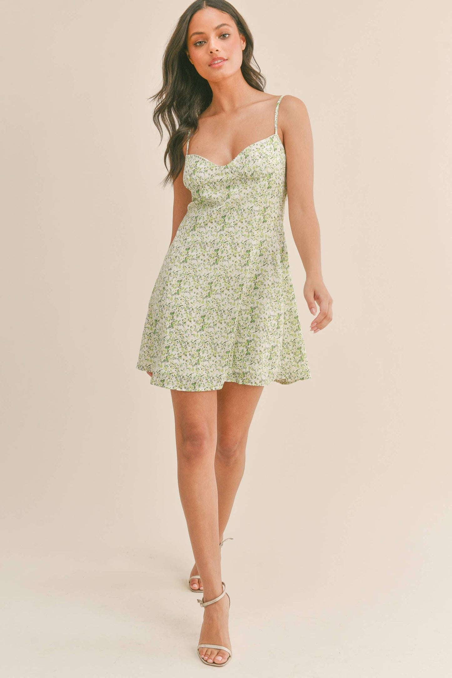 ID6087 SPAGHETTI STRAP FLORAL PRINT MINI DRESS