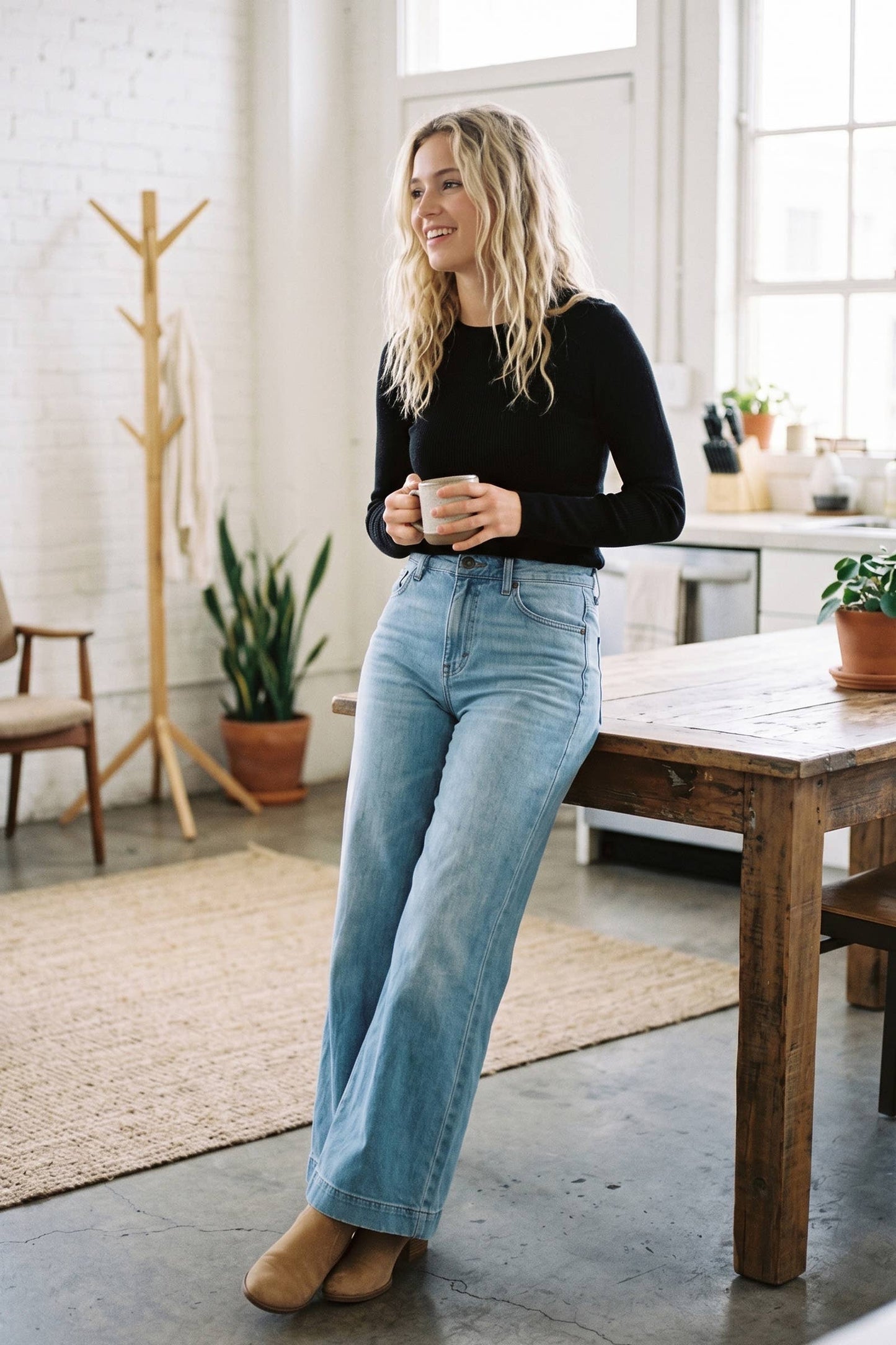 Essential Ribbed Long Sleeve Knit Top