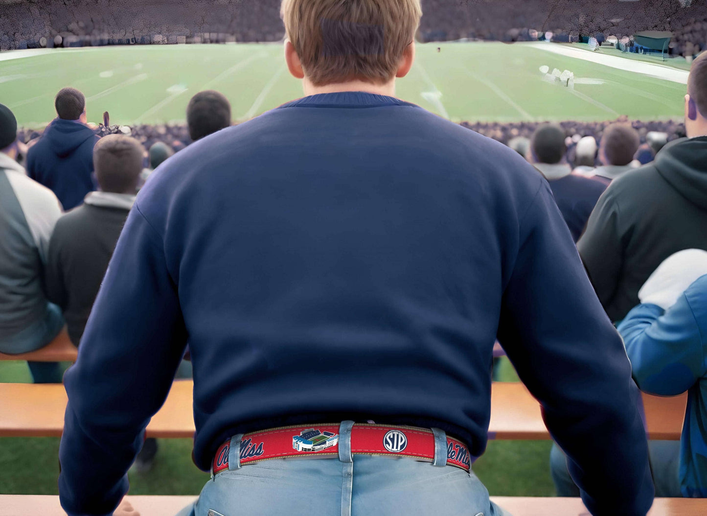 Ole Miss Rebels Men's Collegiate Stadium Collection Woven Ribbon Belt.