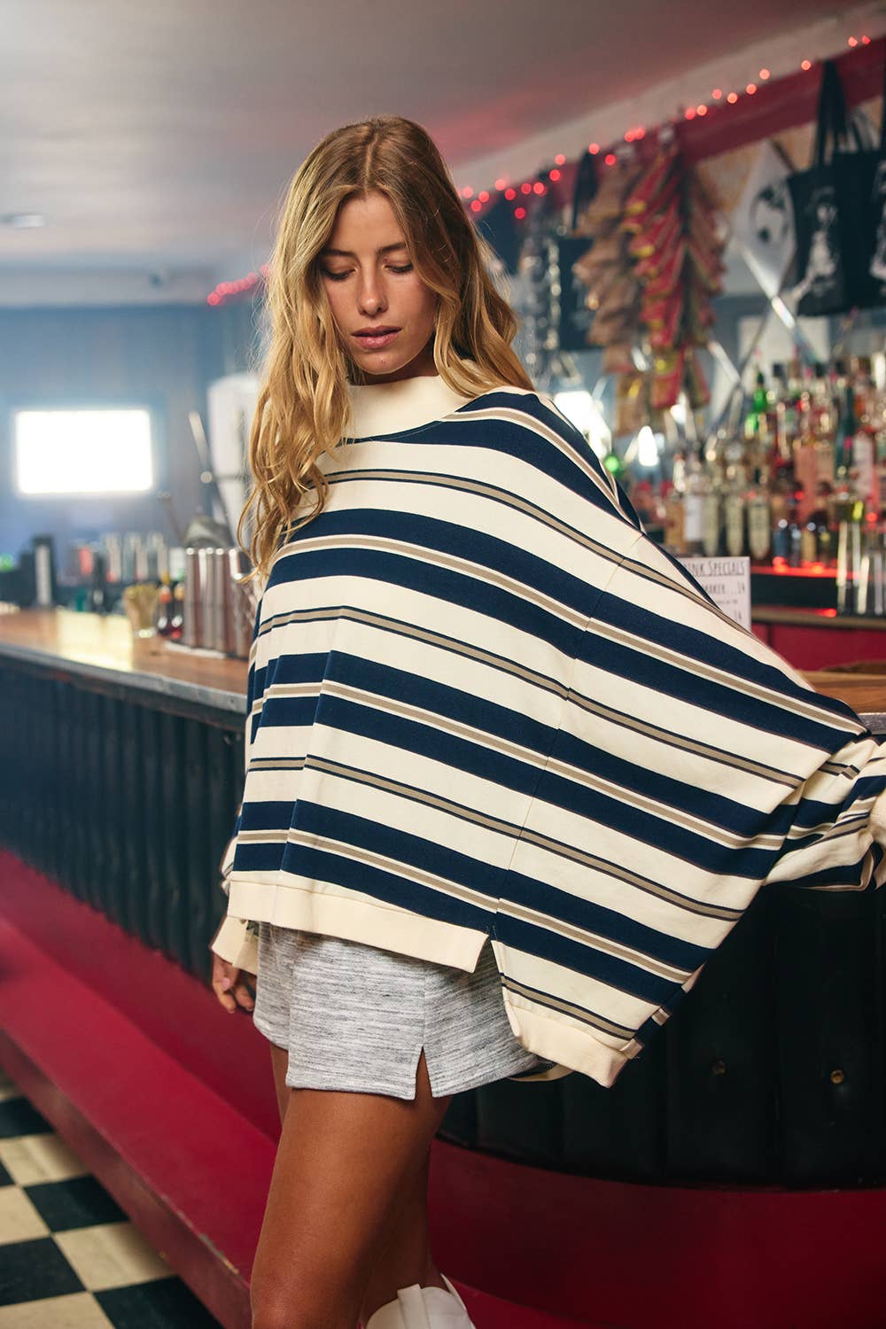 IT2765 | Striped Oversized Crewneck Top