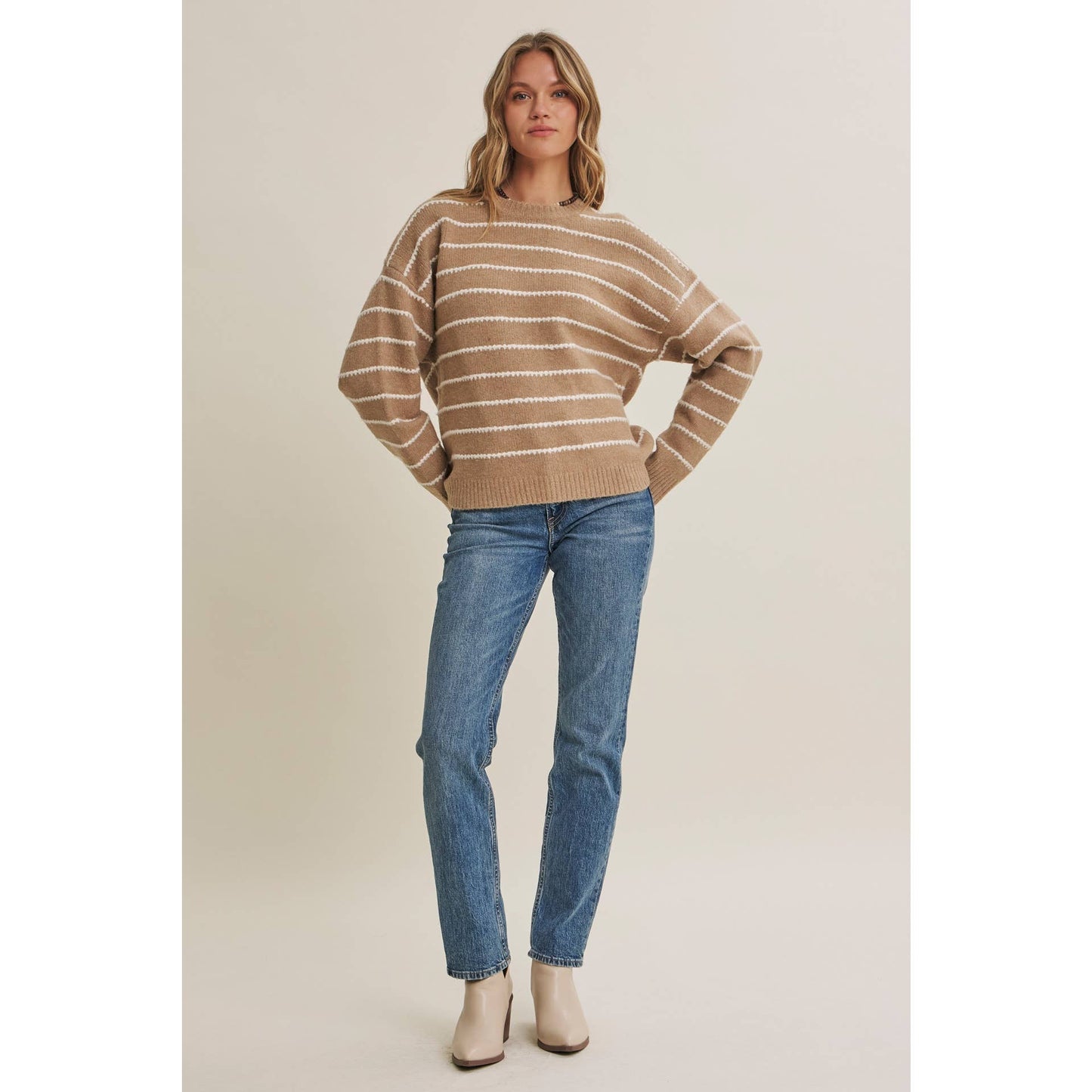 EVERYDAY LAYERING CONTRAST STRIPE SUSTAINABLE SWEATER