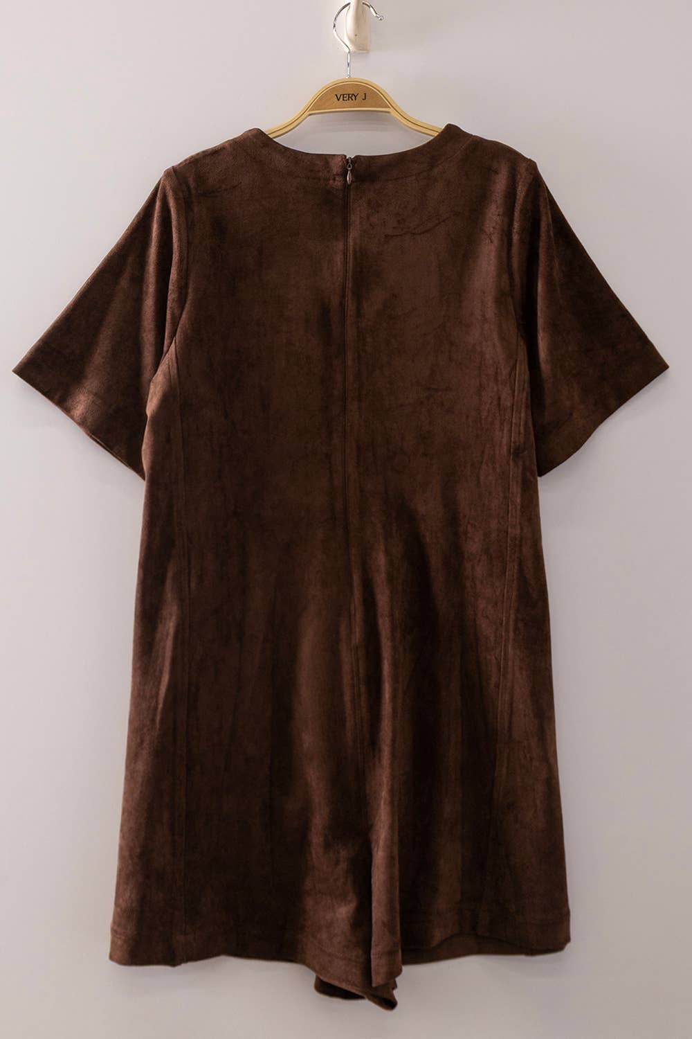 NP71107-Suede Short Sleeve Romper