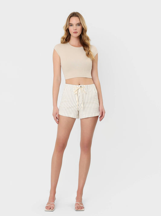HIGH RISE DRAWSTRING STRIPED A LINE SHORTS V3835STR