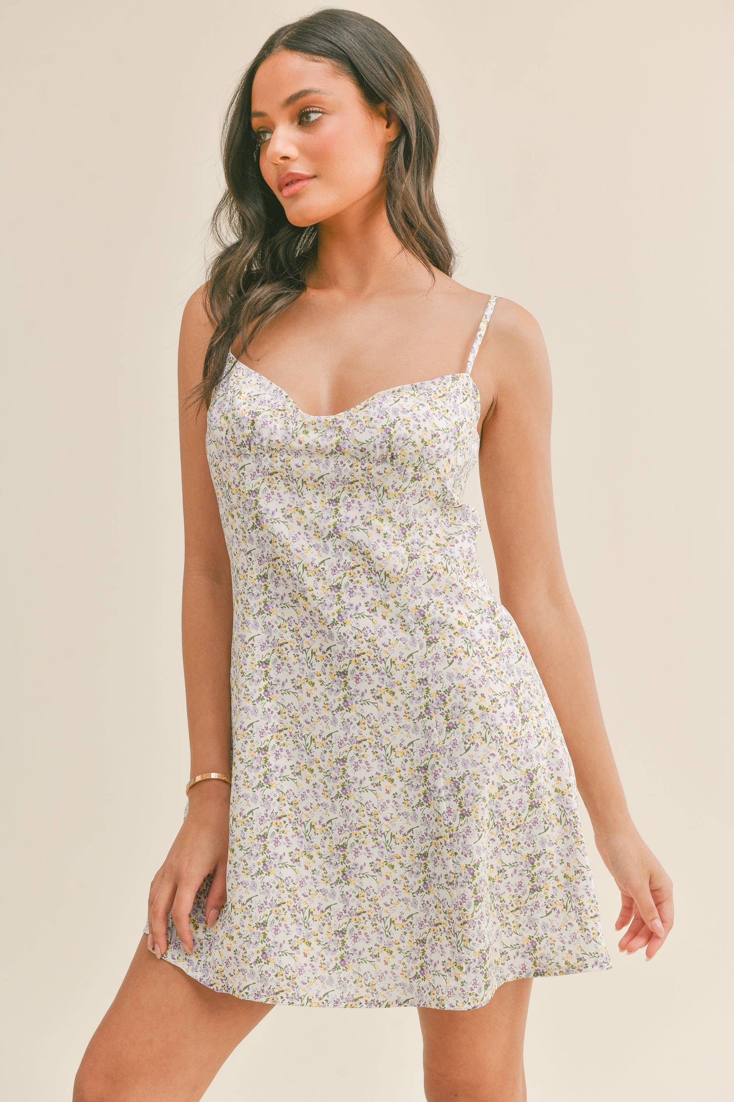 ID6087 SPAGHETTI STRAP FLORAL PRINT MINI DRESS