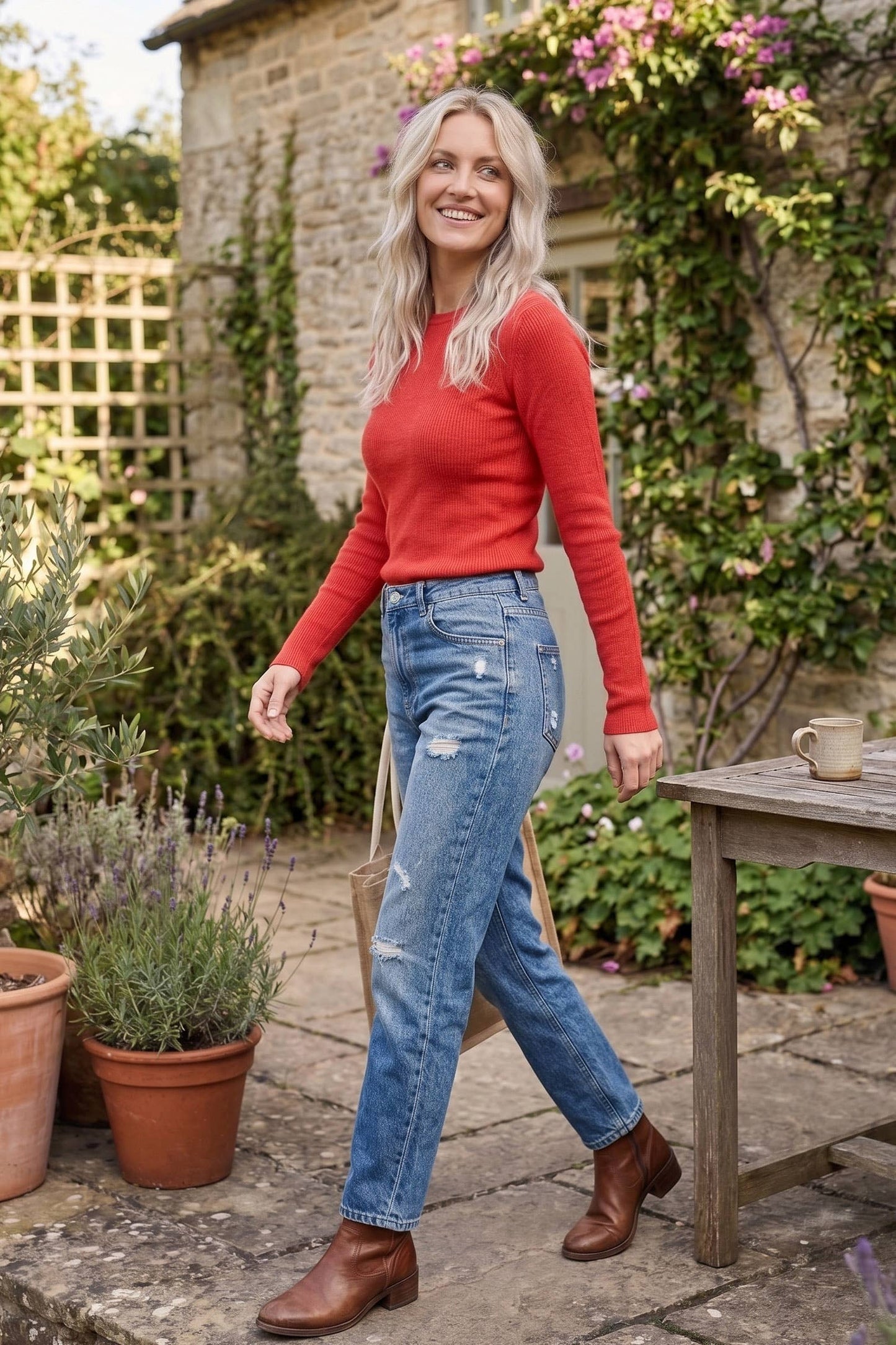 Essential Ribbed Long Sleeve Knit Top