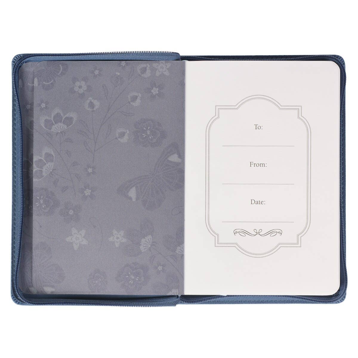 Be Still Floral Embroidered Blue Faux Leather Classic Journa